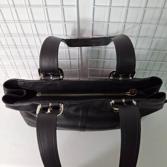 Coach "Soho" Black Soft Leather Buckle Satchel Top Handle Zippered Shoulder Bag - Picture 10 of 15